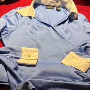 New York & Company Sky Blue Top with white Details